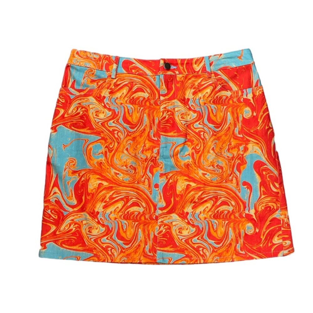 NWT The Kit neon marbled mini skirt • size large